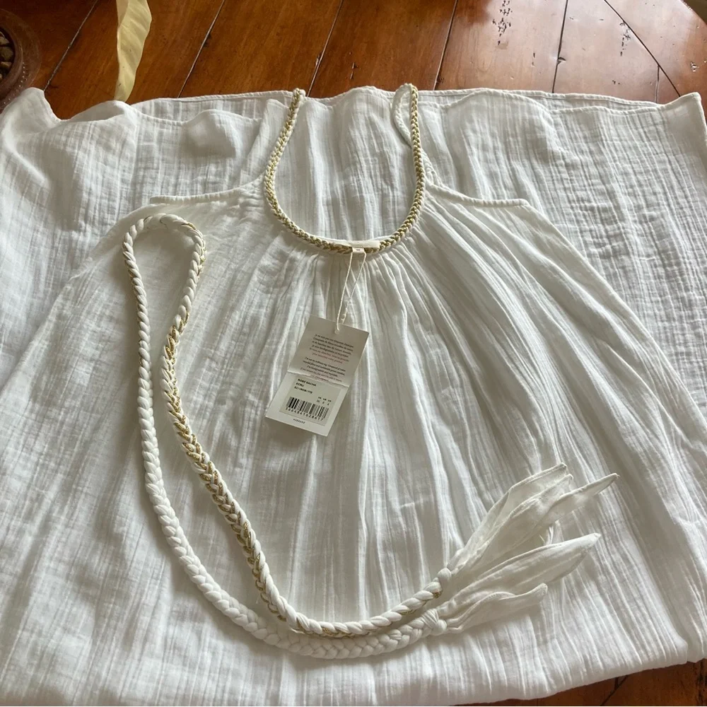 NWT Sezane Sacha 100% cotton White Maxi Dress size 36 - Picture 7 of 7